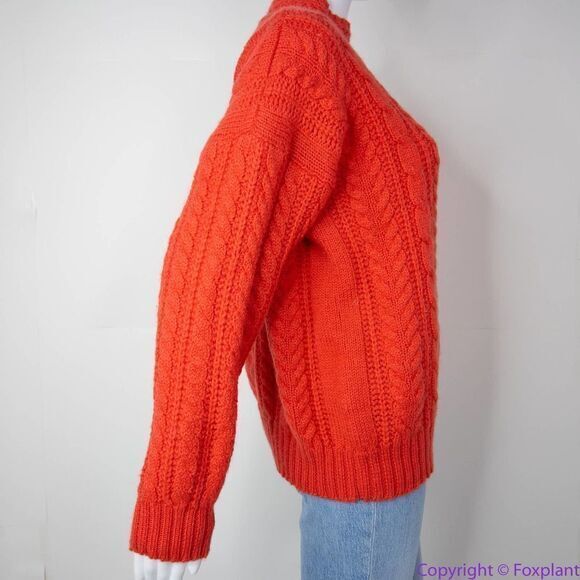 Vintage Casual Corner orange cable knit‎ wool blend sweater, M - Picture 13 of 16